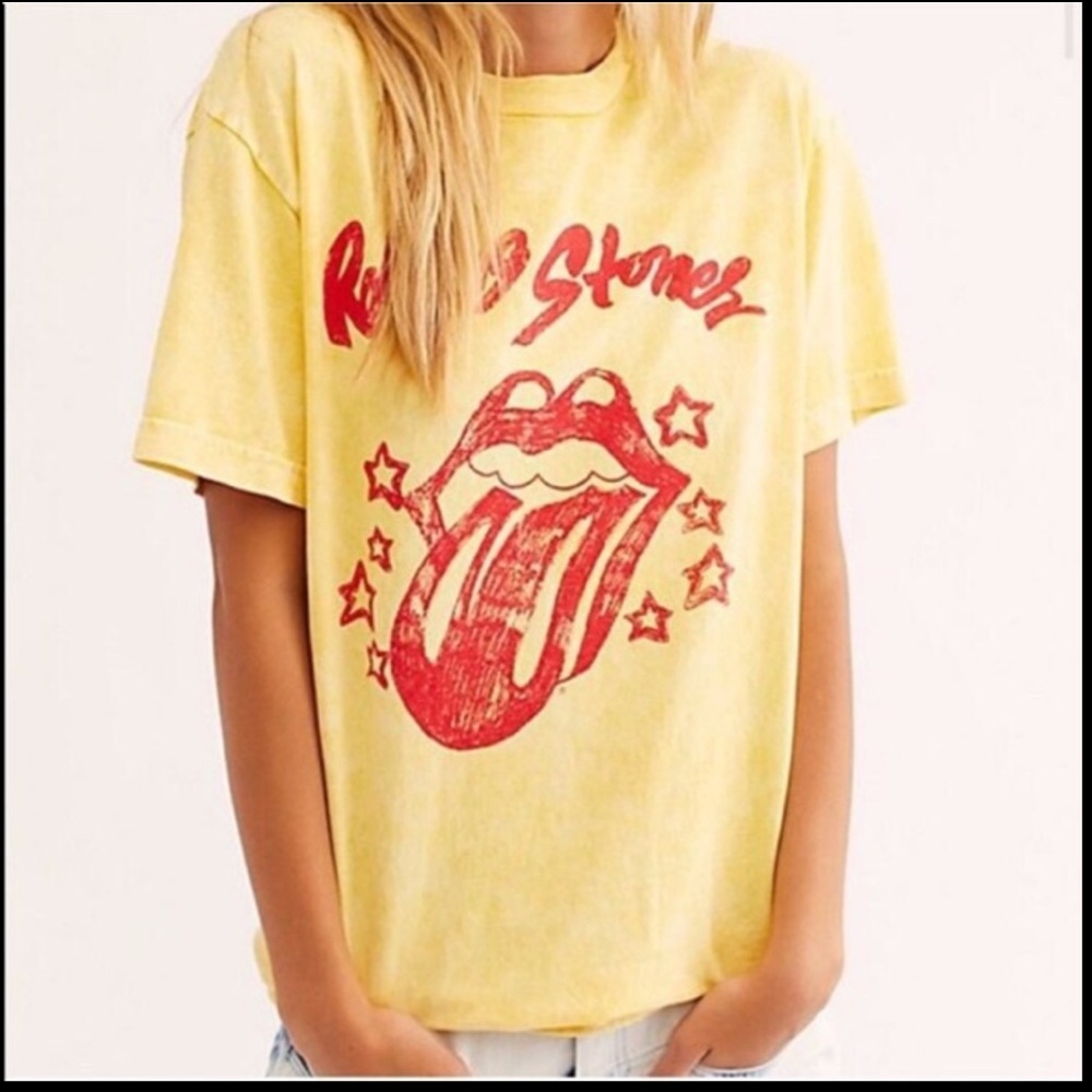 Daydreamer Mustard Tie Dye Rolling Stone Tee size M